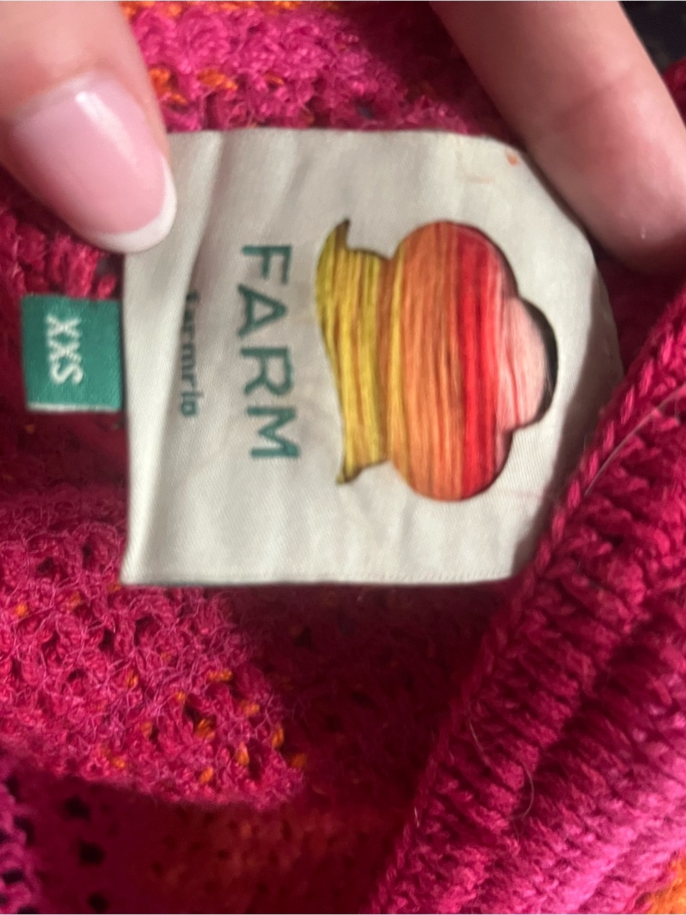 Farm Rio Pink And Orange Seashell Ruffled Crochet Top - Picture 5 of 7